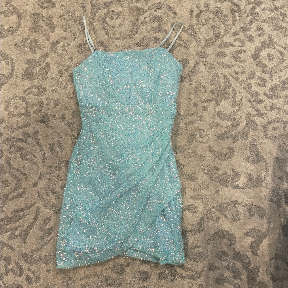 Sparkling light blue Sequin Homecoming Dress